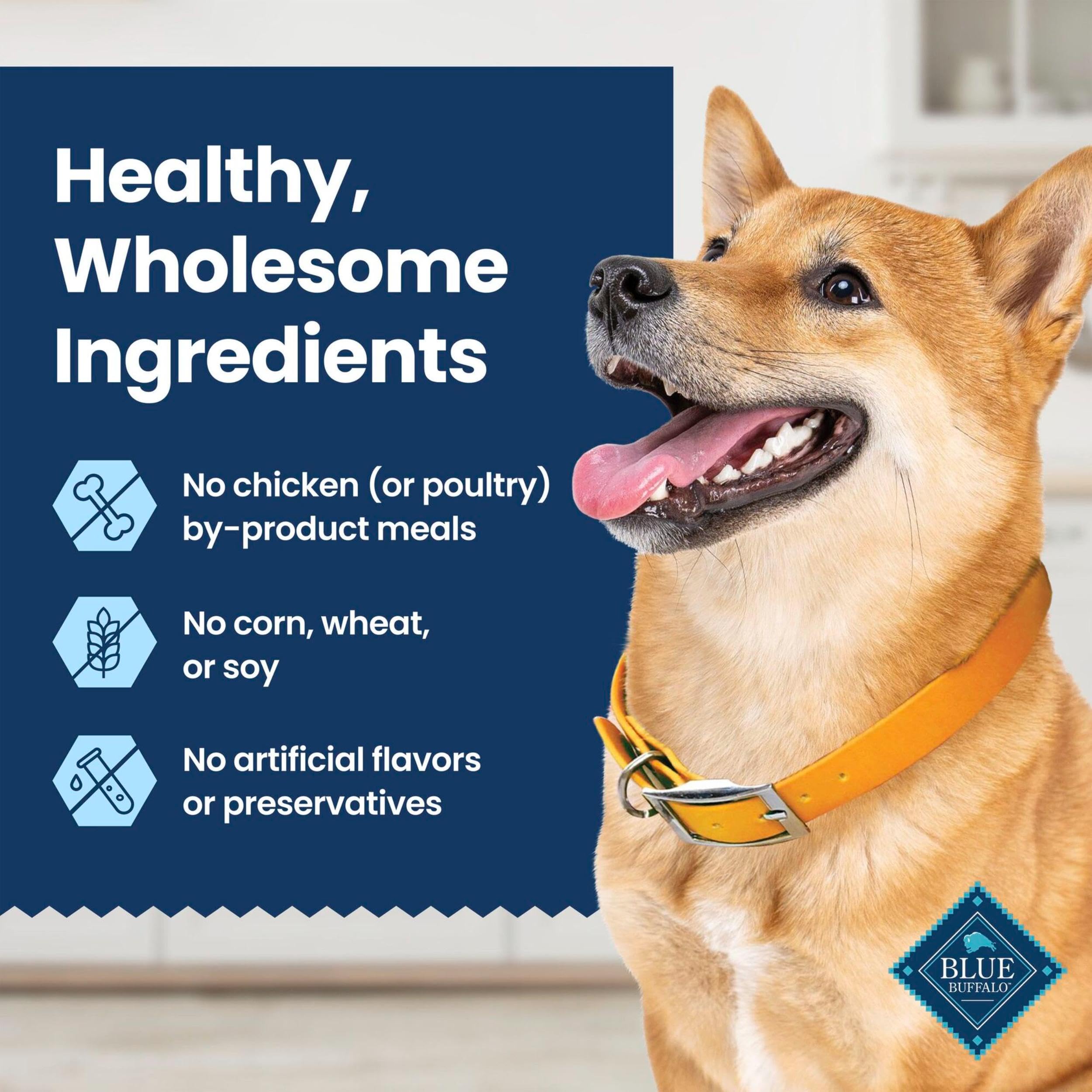 Blue Buffalo Dental Chews are free of corn, wheat, and soy