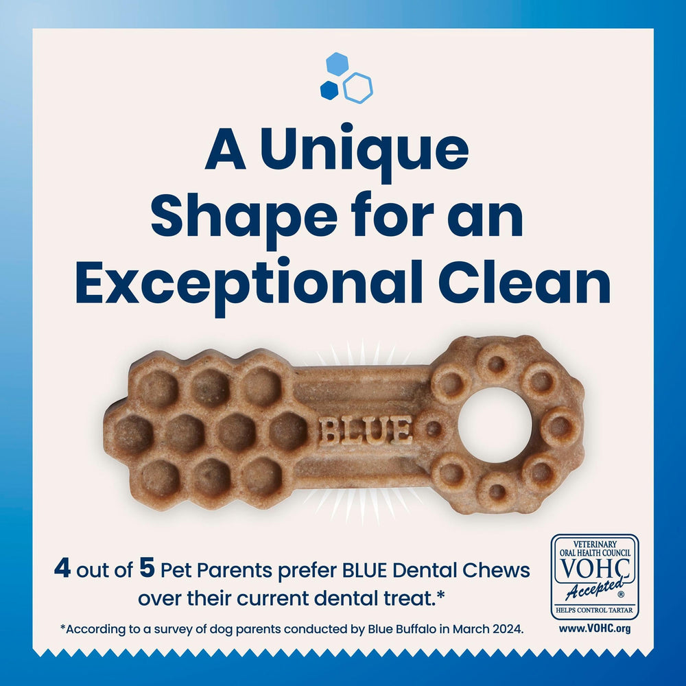 Blue Buffalo Dental Chews unique shape supports chewing action