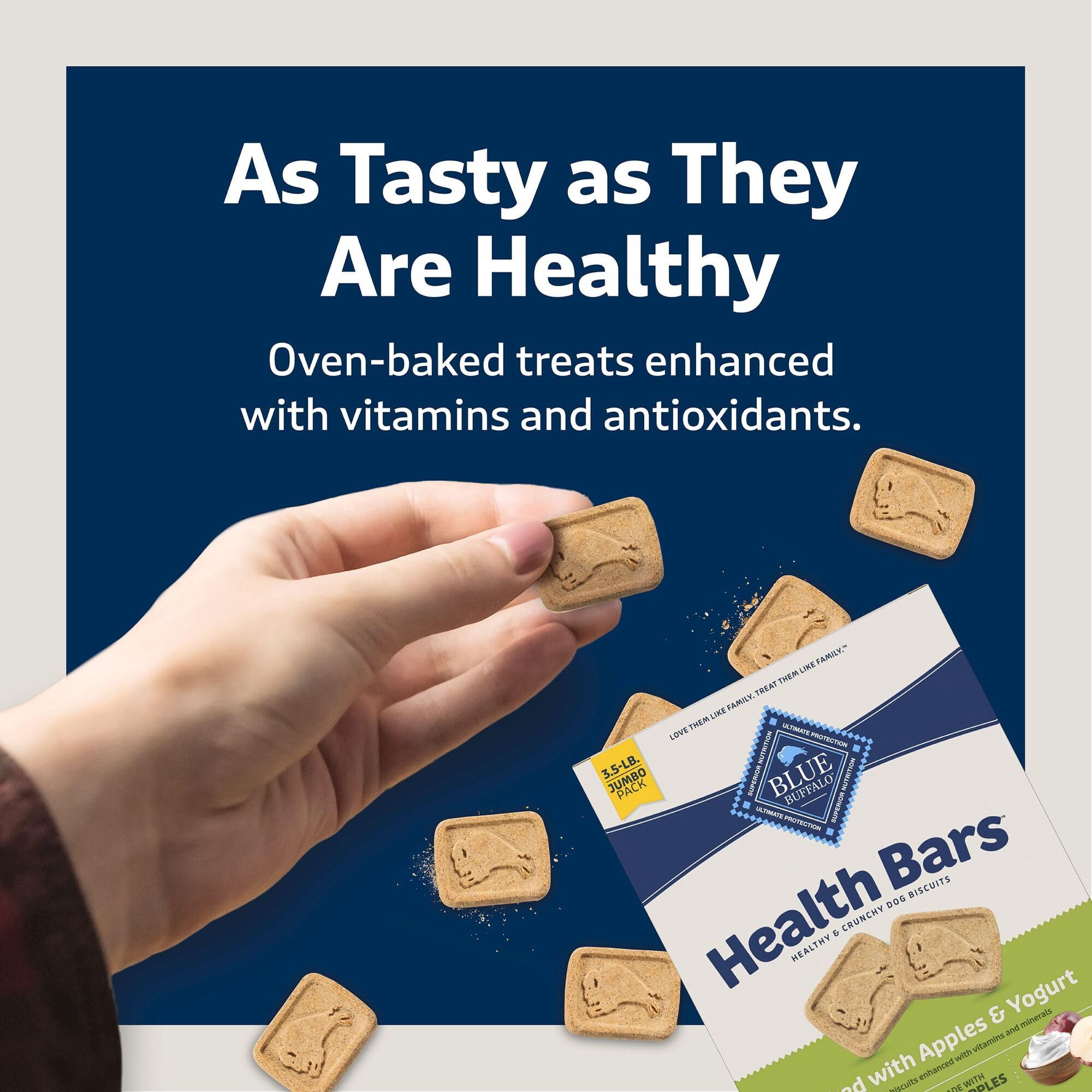 Blue Buffalo Health Bars omit artificial preservatives and colors