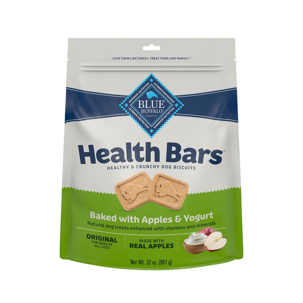 Blue Buffalo Health Bars : biscuits croustillants cuits au four goût pommes et yogourt.