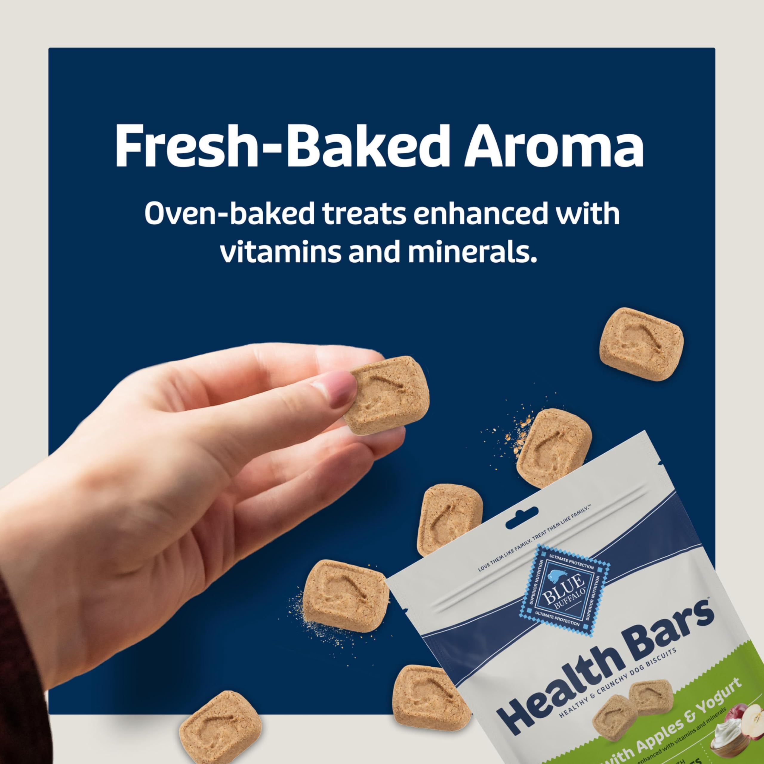 Blue Buffalo Health Bars image emphasizes no corn wheat soy