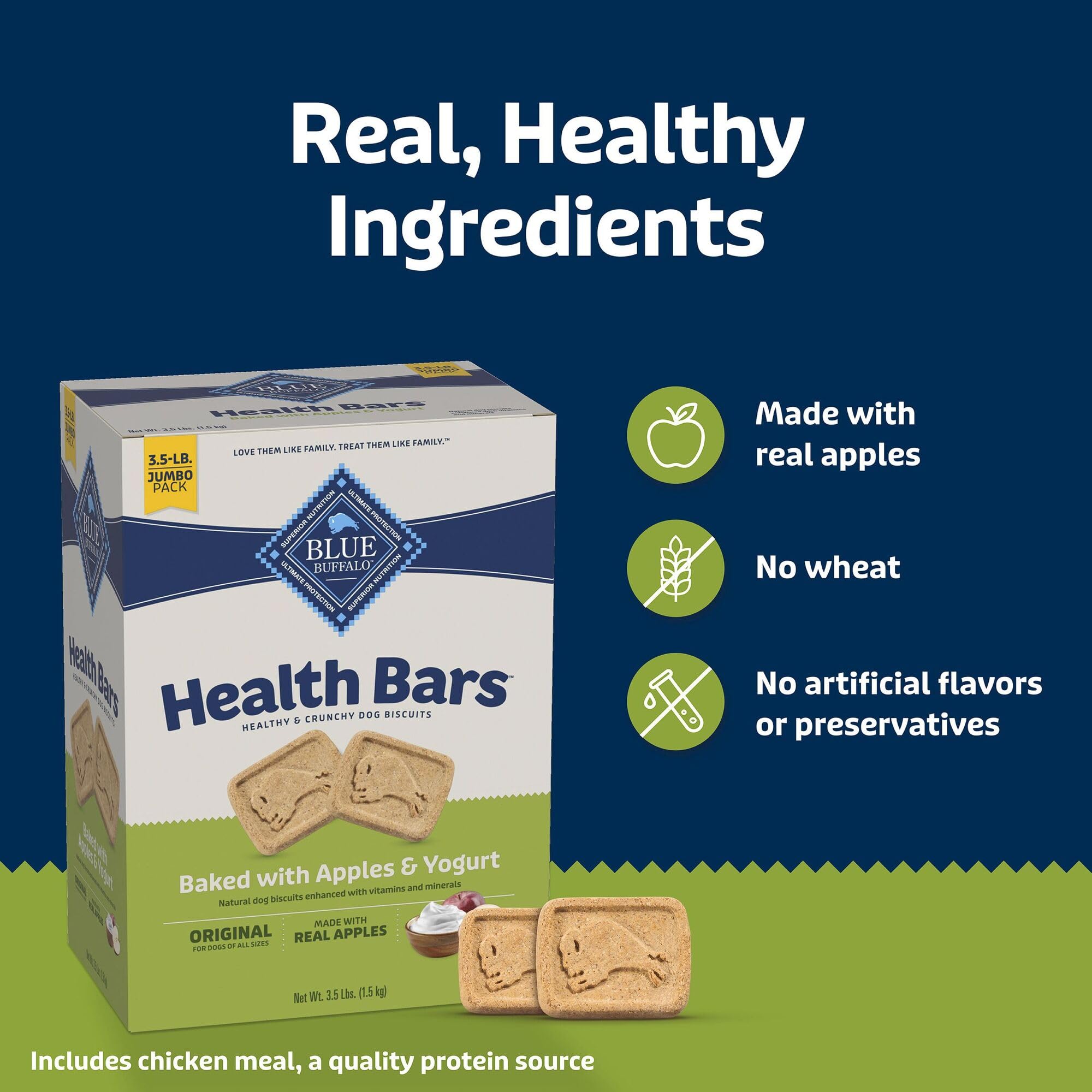 Blue Buffalo Health Bars are free from poultry by-product meals