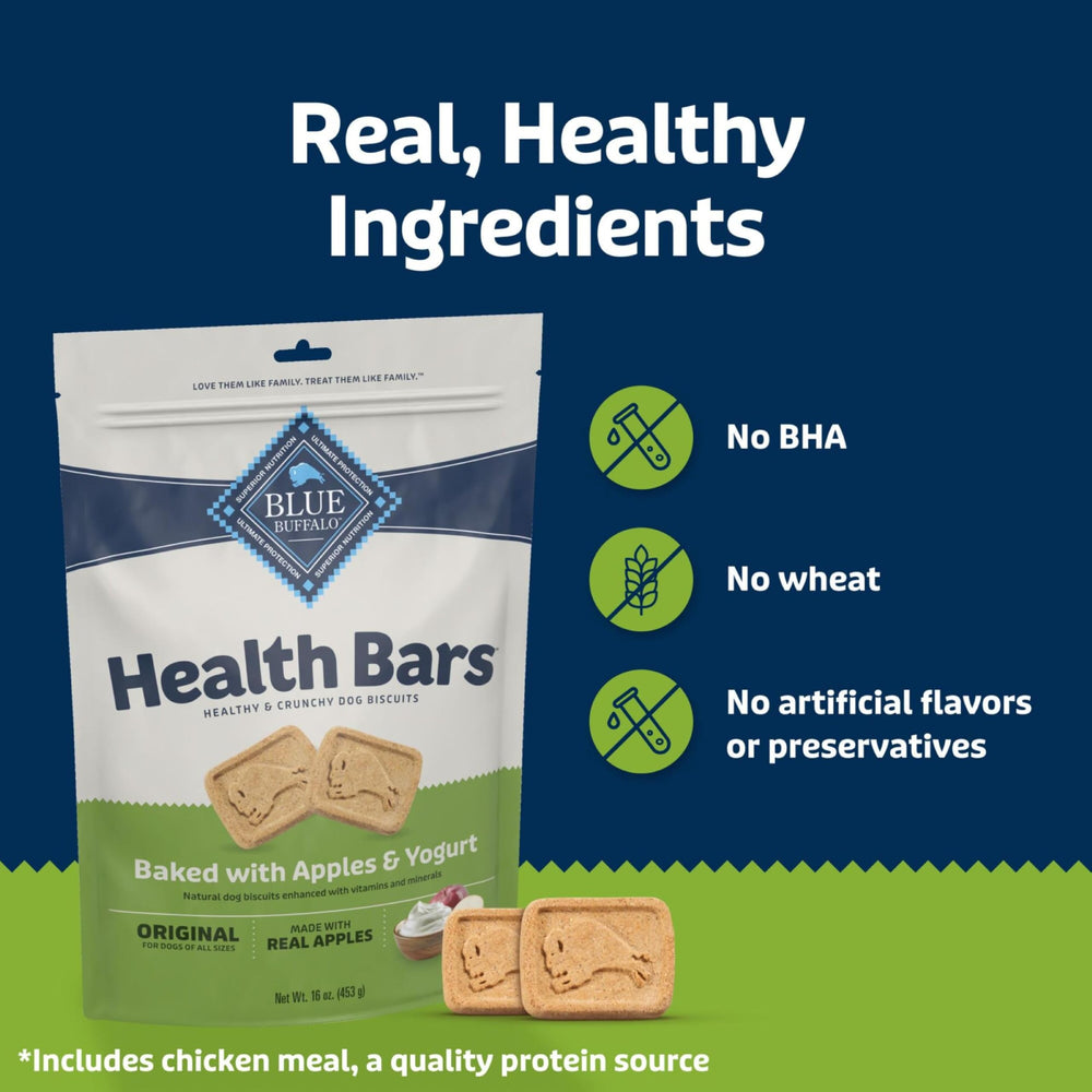 Blue Buffalo Health Bars omega-3 antioxidants banner highlights nutrients