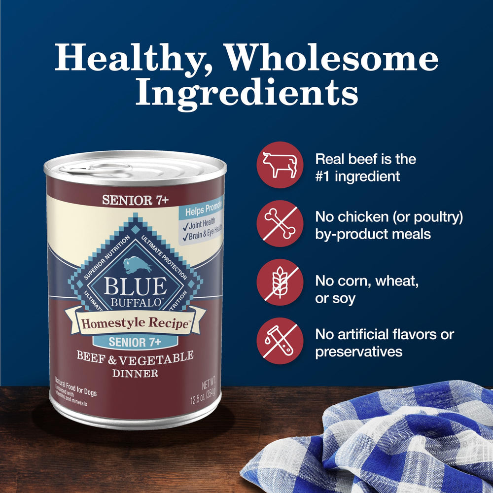 Blue Buffalo Homestyle Senior is chicken-free for dogs with poultry sensitivities