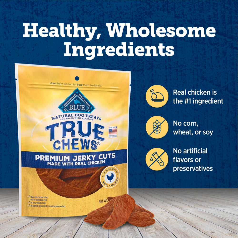 Blue Buffalo jerky cuts packaging image shows a sturdy 32-ounce bag.