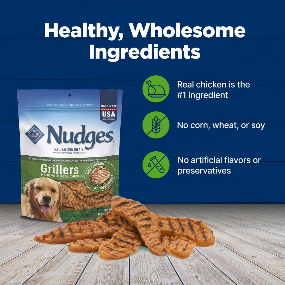 Blue Buffalo Nudges Grillers contain no artificial preservatives.