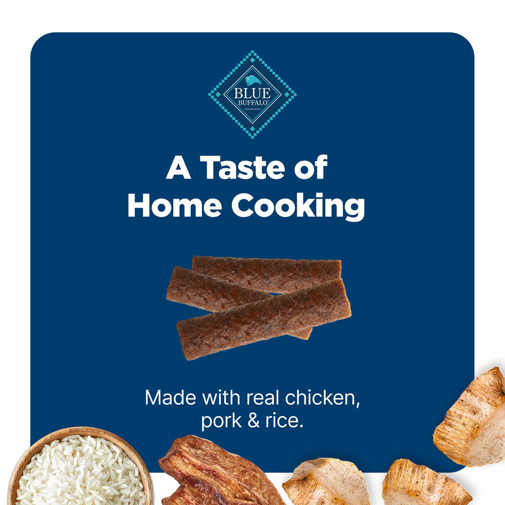 Blue Buffalo Nudges Homestyle packaging illustration outlines benefits and ingredients.