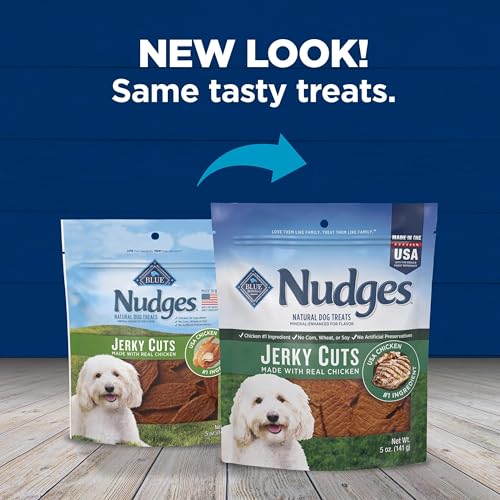 Blue Buffalo Nudges Jerky Cuts satisfying chew for dogs of various sizes.