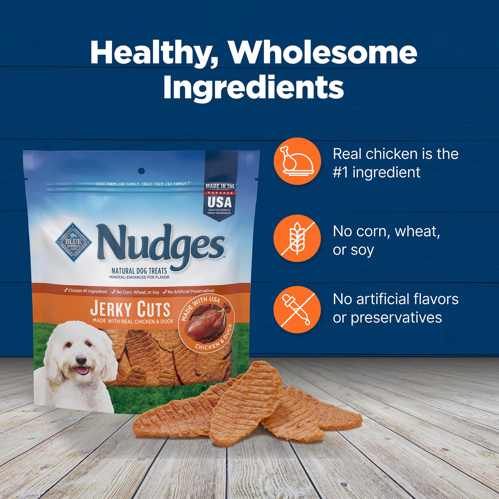 Blue Buffalo Nudges made in the USA with all-natural ingredients