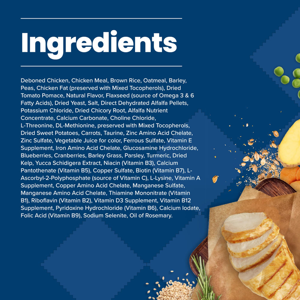 Blue Buffalo omega fatty acids support healthy skin and coat.