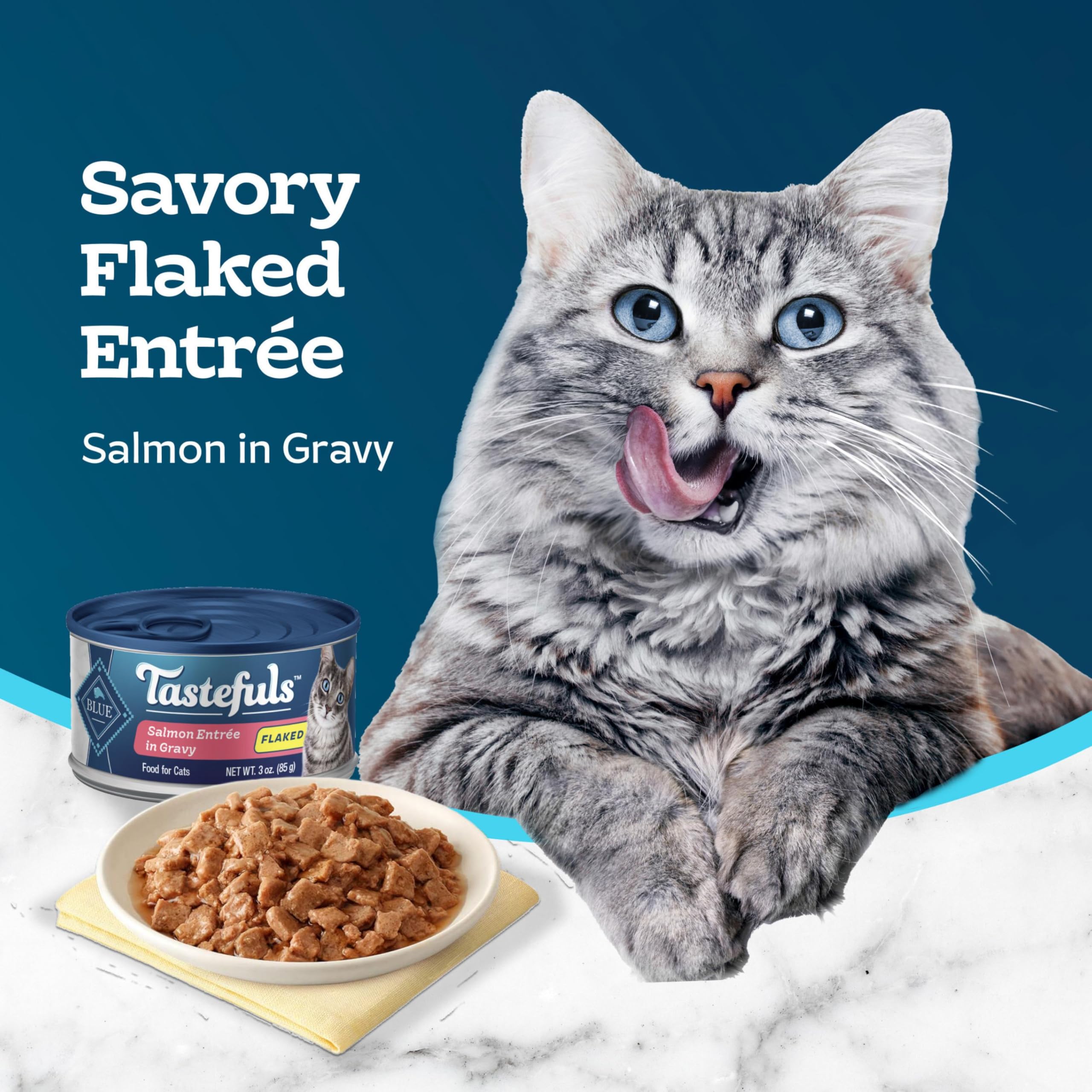 Blue Buffalo Tastefuls high-moisture close-up emphasizes hydration-friendly wet food.