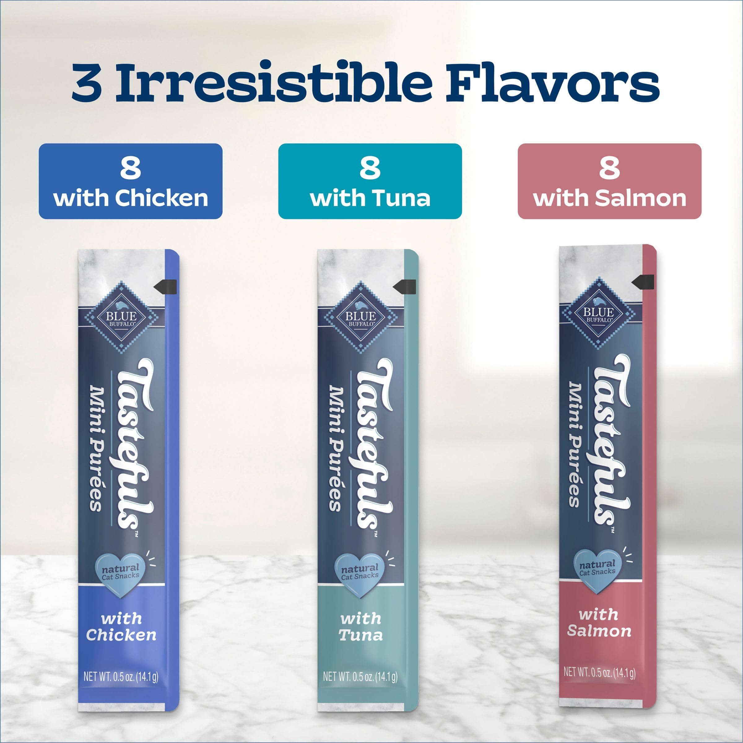 Blue Buffalo Tastefuls Mini Purées chicken close-up texture—soft, savory and appealing.