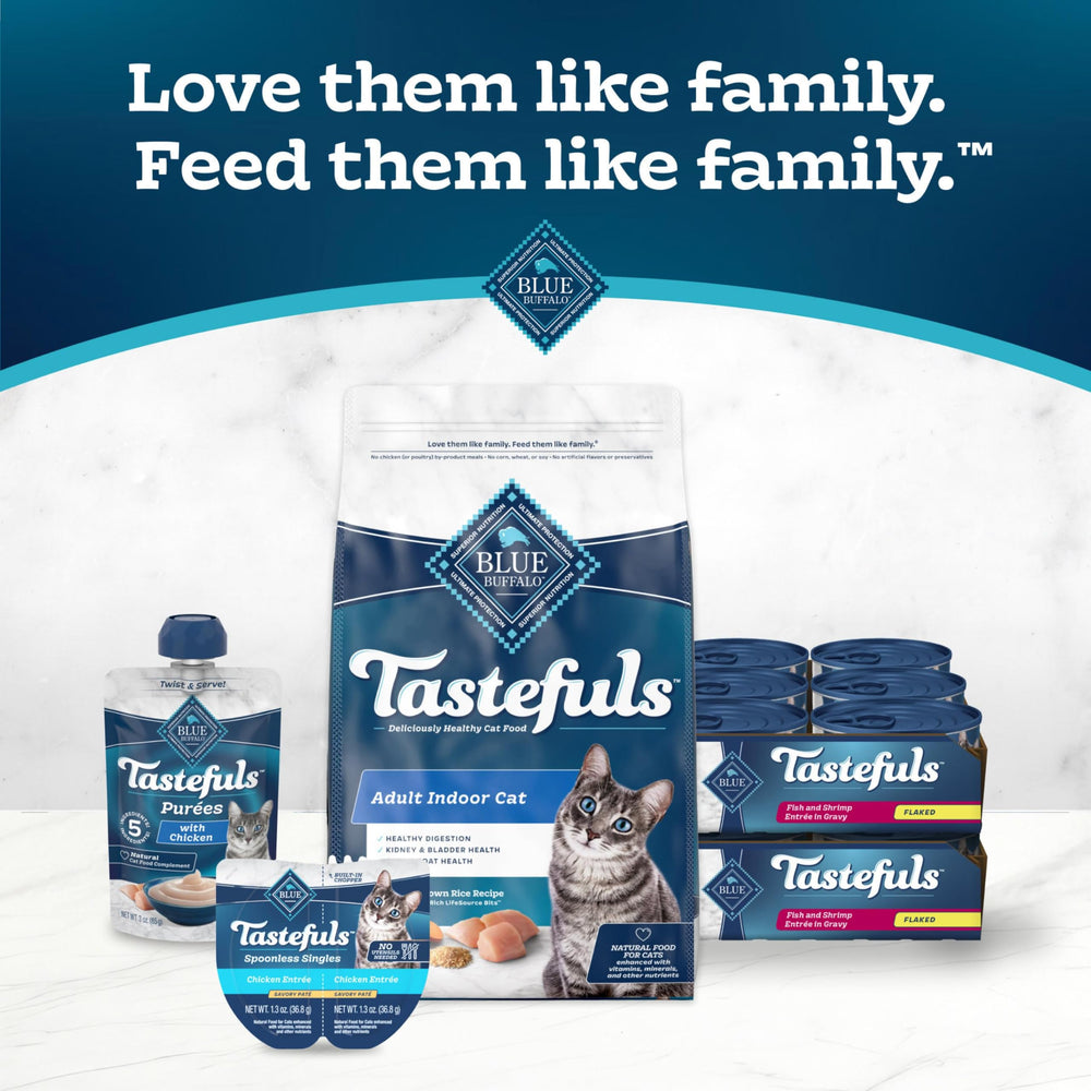 Blue Buffalo Tastefuls natural ingredients highlight real fish and shrimp