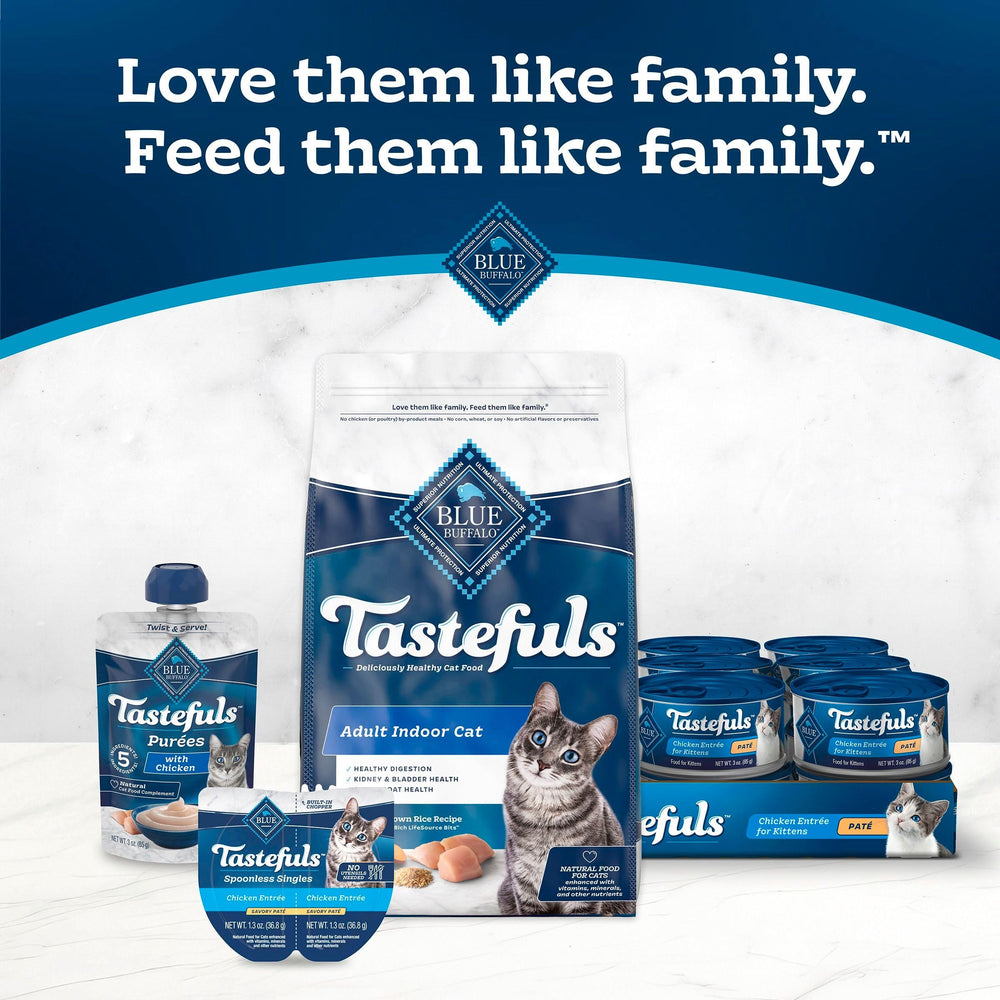Blue Buffalo Tastefuls no artificial flavors or preservatives for a simple canned meal.
