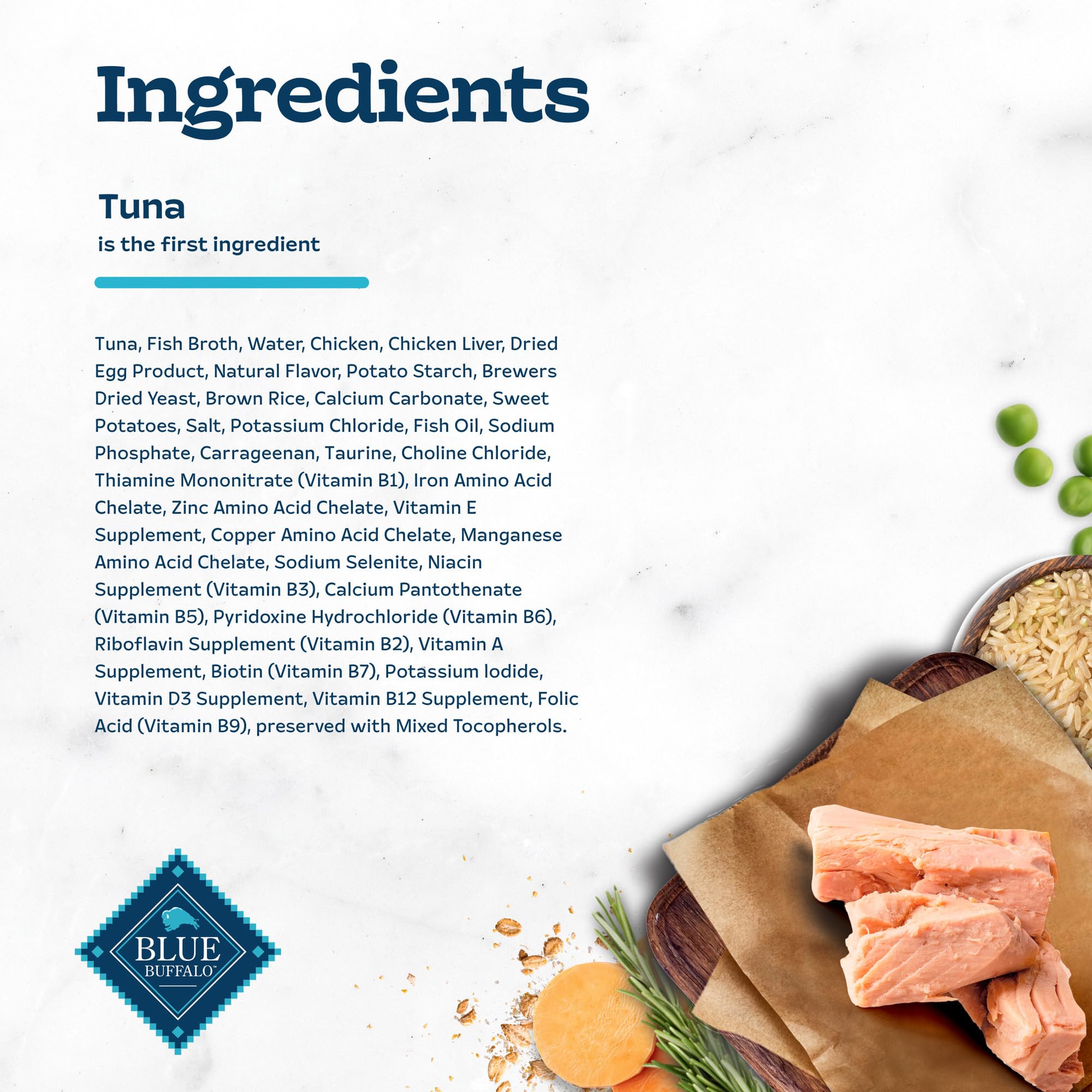 Blue Buffalo Tastefuls no chicken by-product meals feature in the can