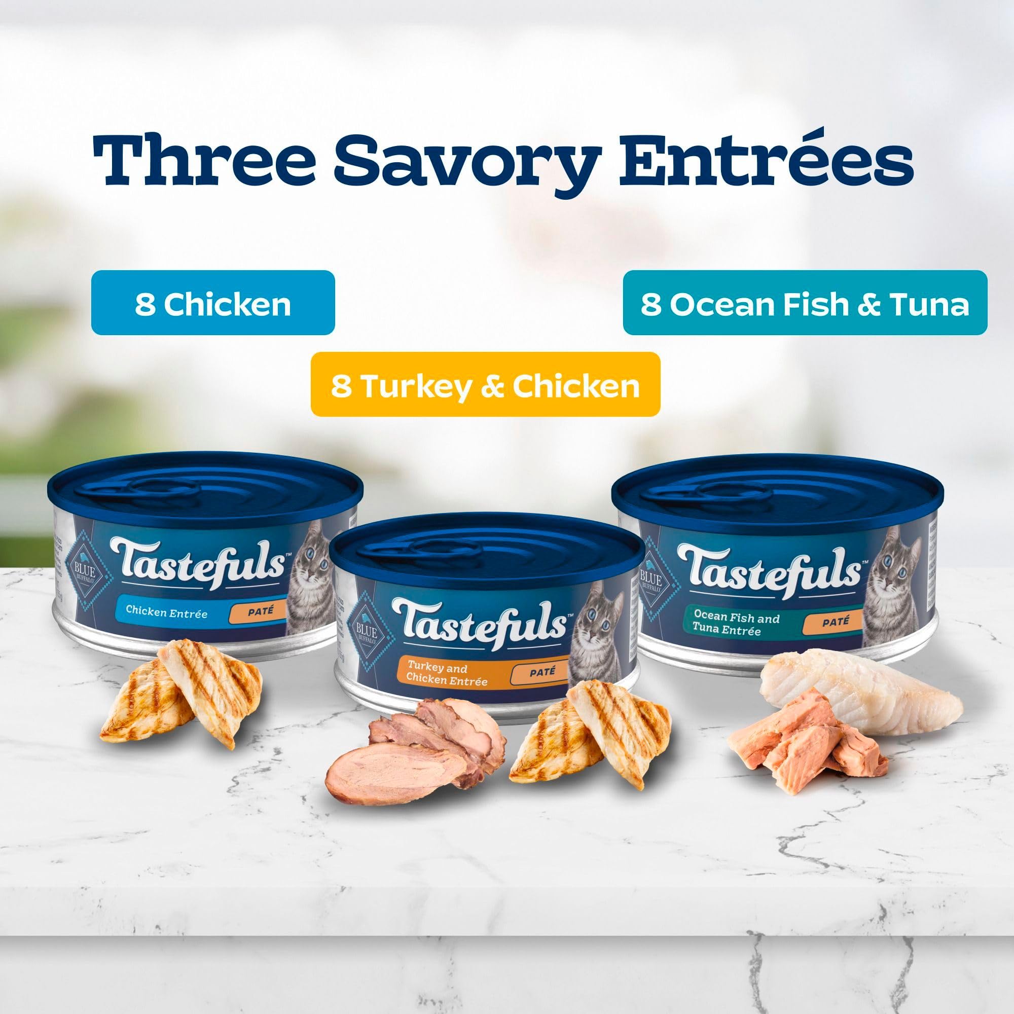 Blue Buffalo Tastefuls ocean fish tuna pâté can delivers rich seafood flavor