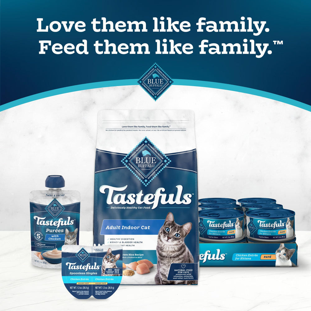 Blue Buffalo Tastefuls packaging details showcasing twelve can set and labeling.