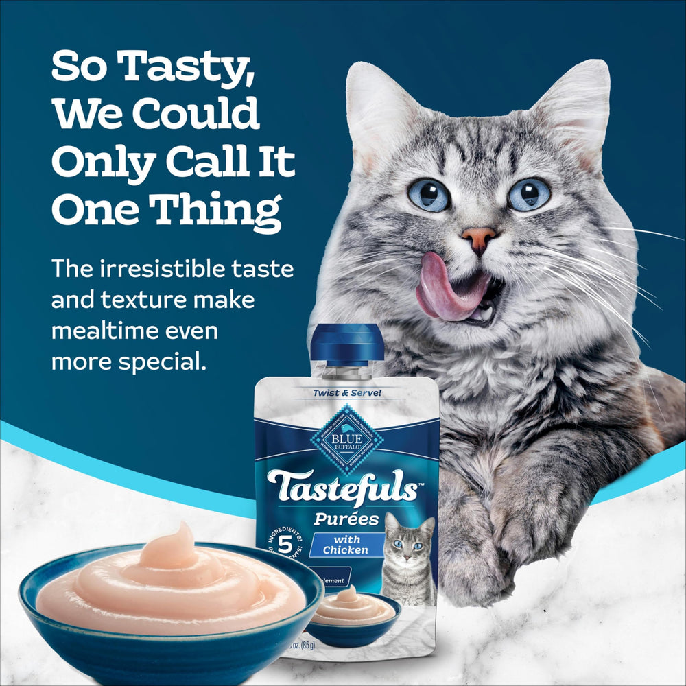 Blue Buffalo Tastefuls Purées features real chicken among five simple ingredients.