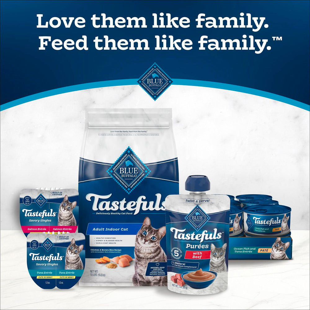 Blue Buffalo Tastefuls Purees cat enjoys this treat.