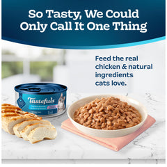 Cat enjoying Tastefuls serving in a bowl for hydration and satisfaction