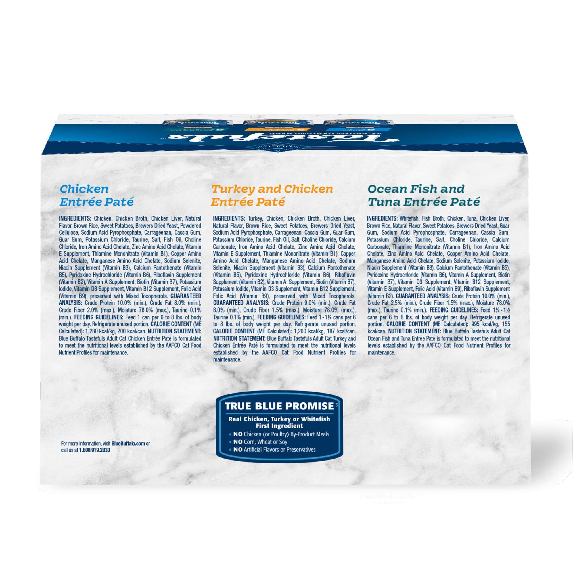 Blue Buffalo Tastefuls turkey and chicken pate can offers balanced nutrition with high moisture.
