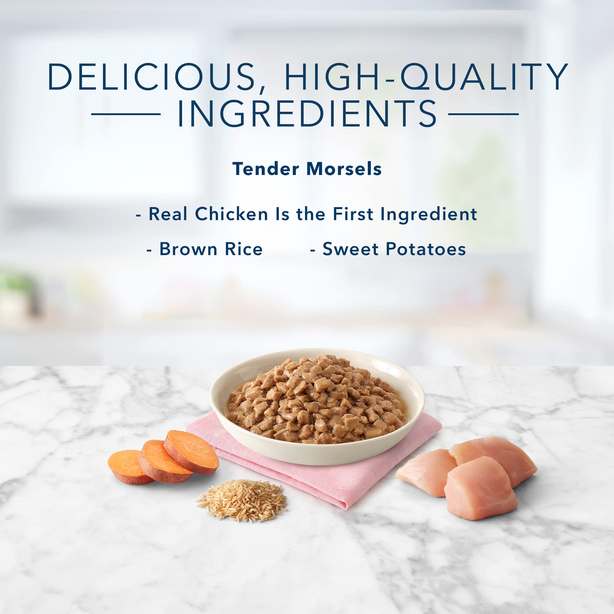 Blue Buffalo Tastefuls natural ingredients close-up with vitamins and minerals for everyday nutrition.
