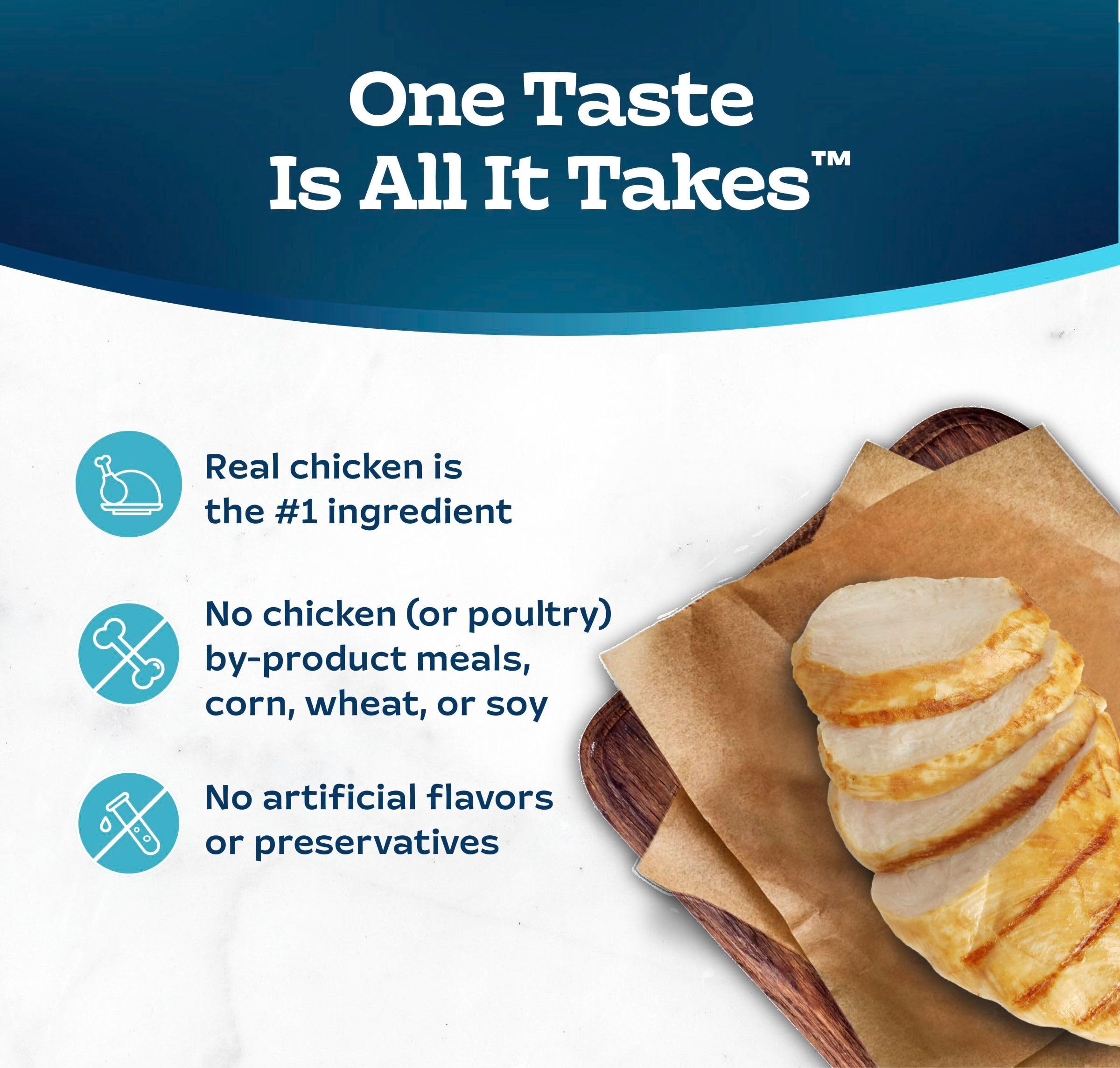 Blue Buffalo Tastefuls pate ingredient panel showing no poultry by-product meals.