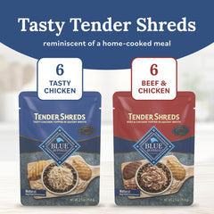 Blue Buffalo Tender Shreds Beef & Chicken Topper pouch adds protein and savor to bowls