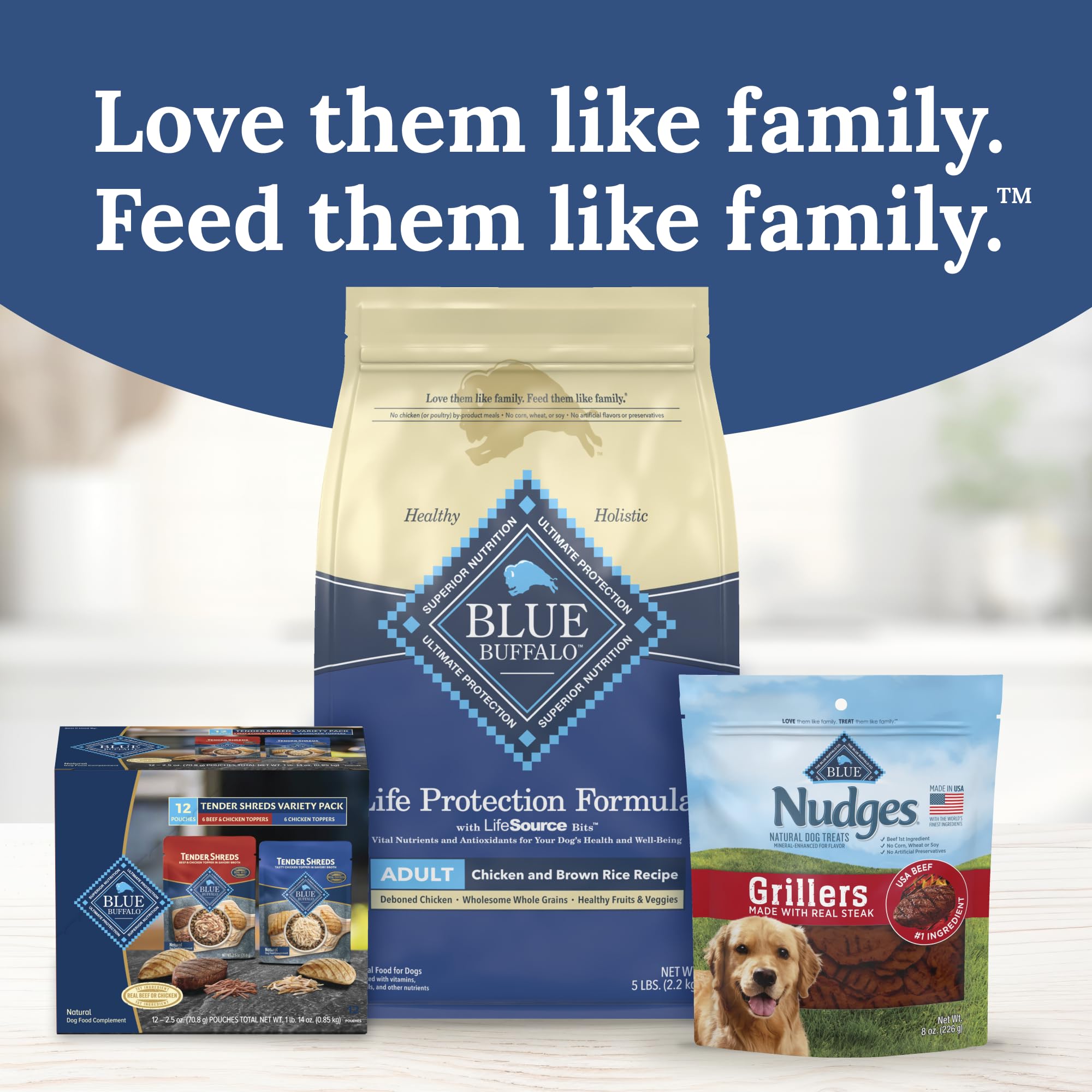 Blue Buffalo Tender Shreds Savory Broth Topper pouch moistens and flavors meals