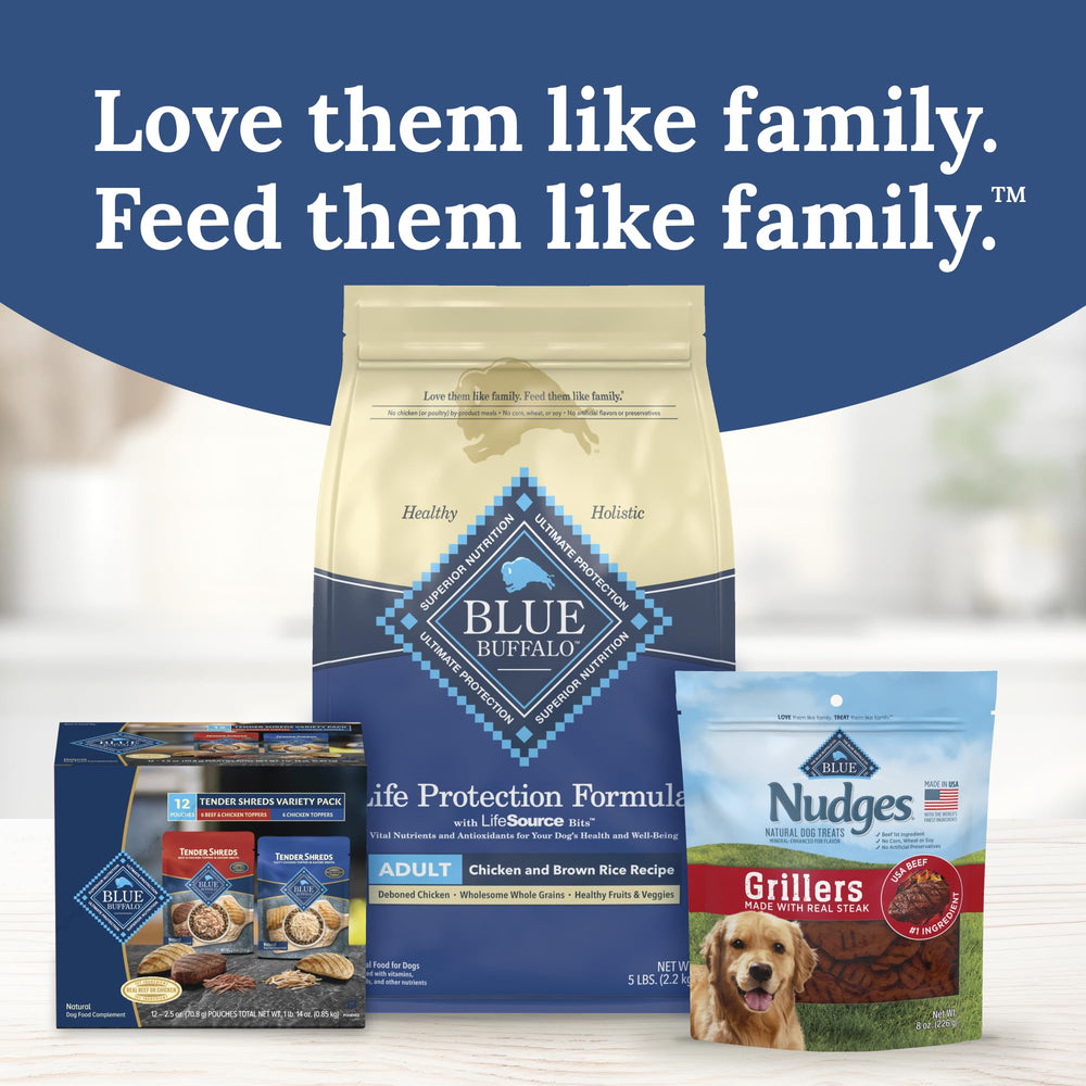 Blue Buffalo Tender Shreds Savory Broth Topper pouch moistens and flavors meals