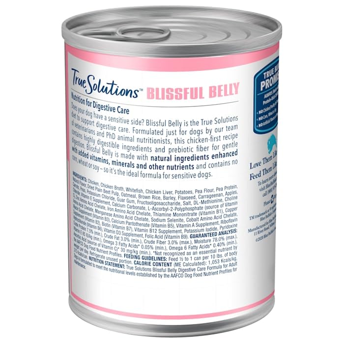Blue Buffalo True Solutions Blissful Belly serving bowl showcasing tasty texture for digestion-friendly meals.