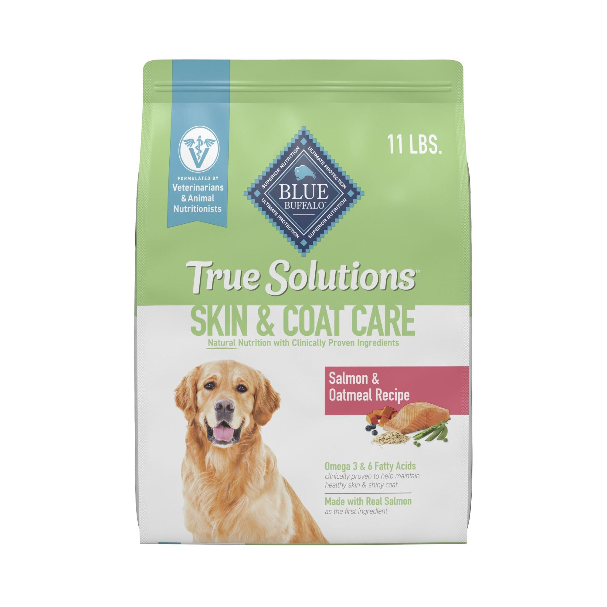 Blue Buffalo True Solutions with real salmon first ingredient supporting skin and coat health