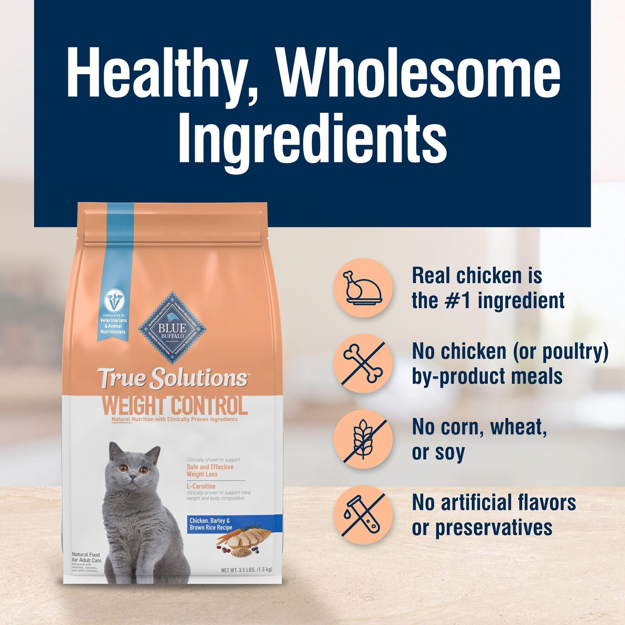 Blue Buffalo True Solutions weight-control enriched-fiber panel demonstrates fullness between meals.