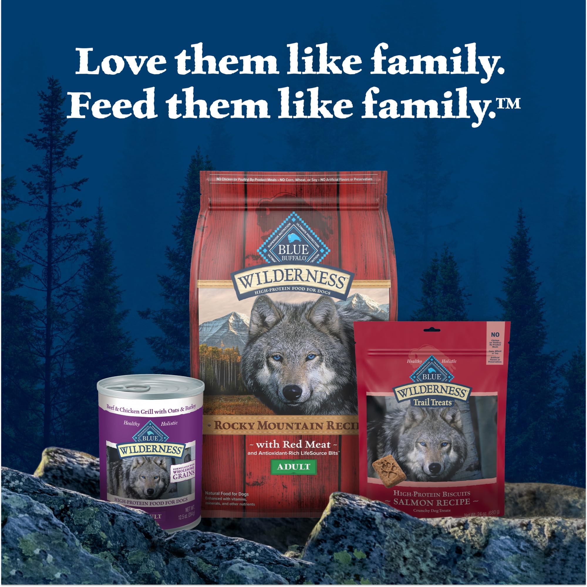 Blue Buffalo Wilderness venison and lamb notes on bag.