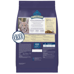 Blue Buffalo Wilderness high-protein dry cat food highlights real chicken formula