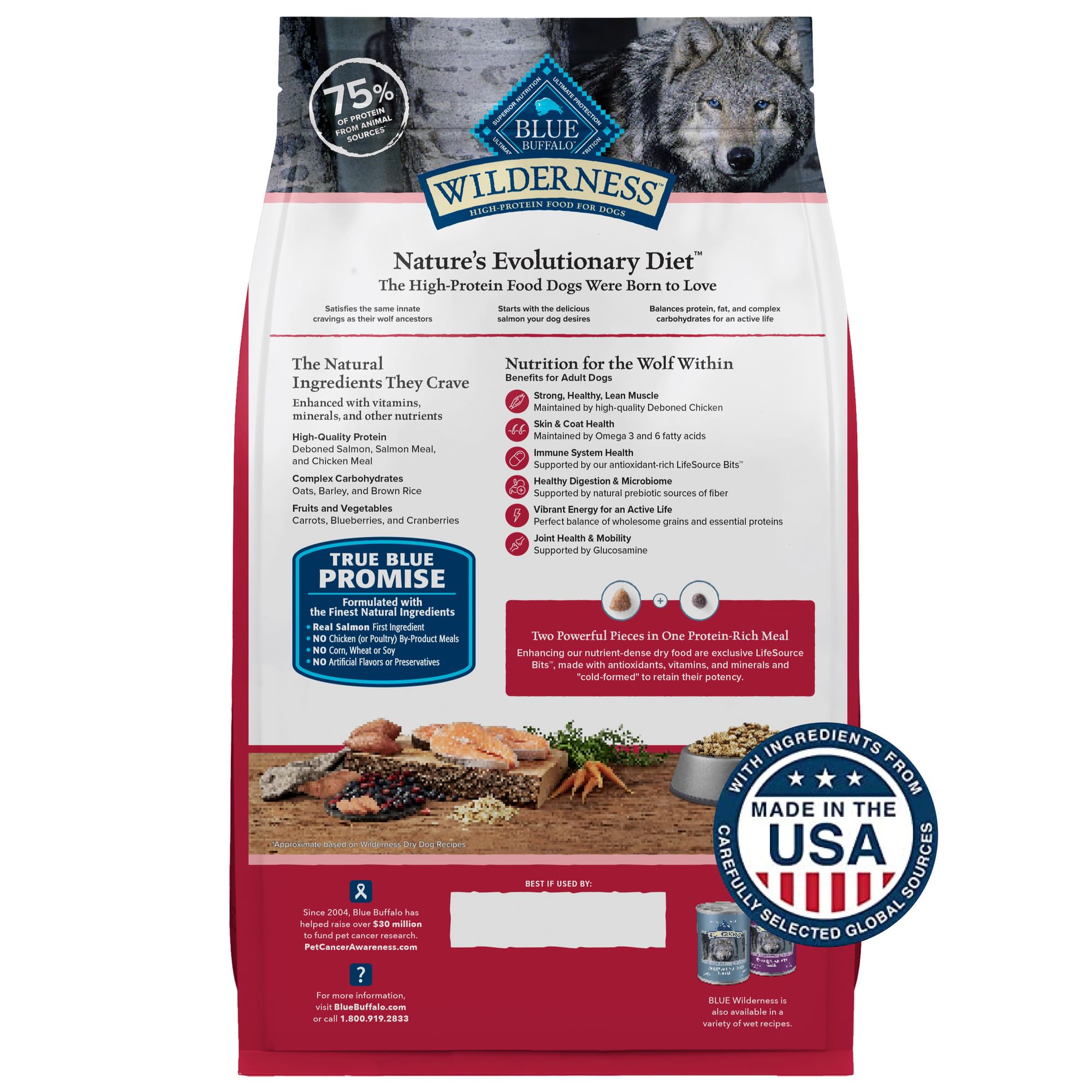 Blue Buffalo Wilderness high-protein dry dog food fuels active adult dogs.