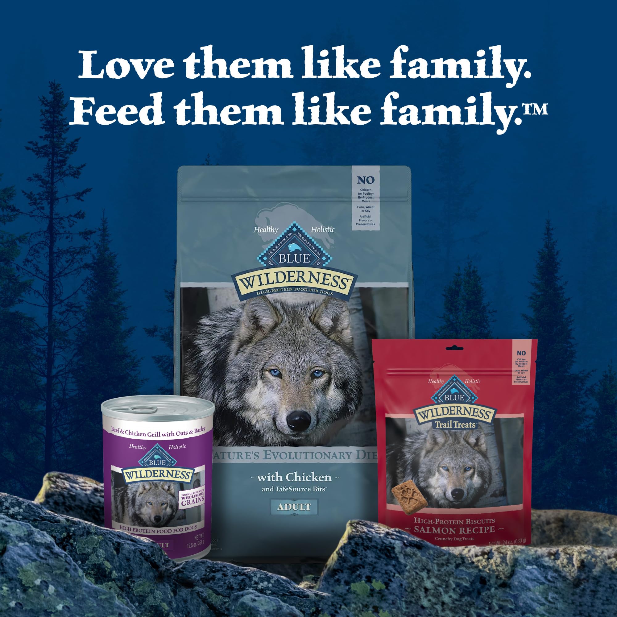 Blue Buffalo Wilderness kibble texture close-up suggests crunchy satisfaction.