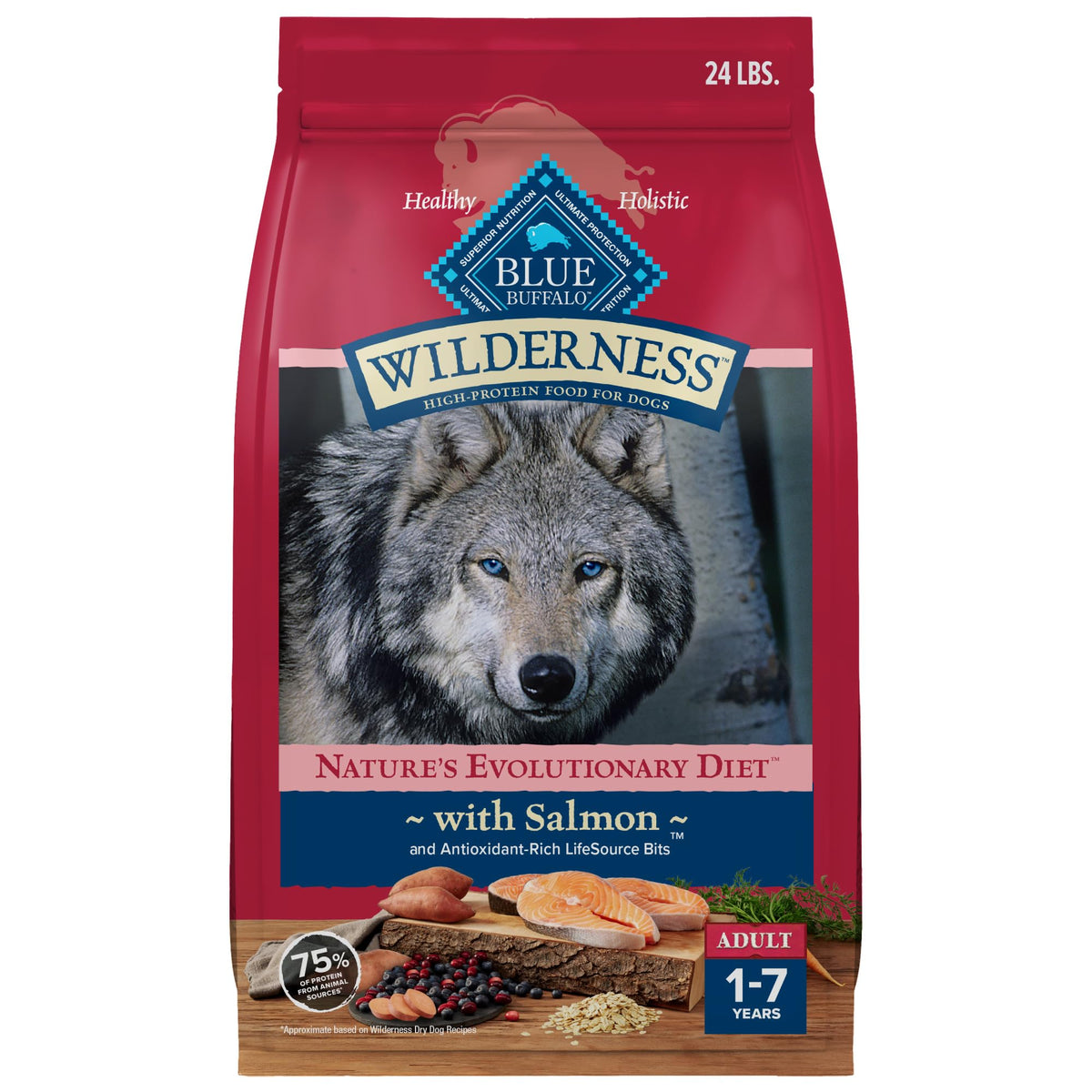 Blue Buffalo Wilderness salmon-first-ingredient: real protein fuels active dogs