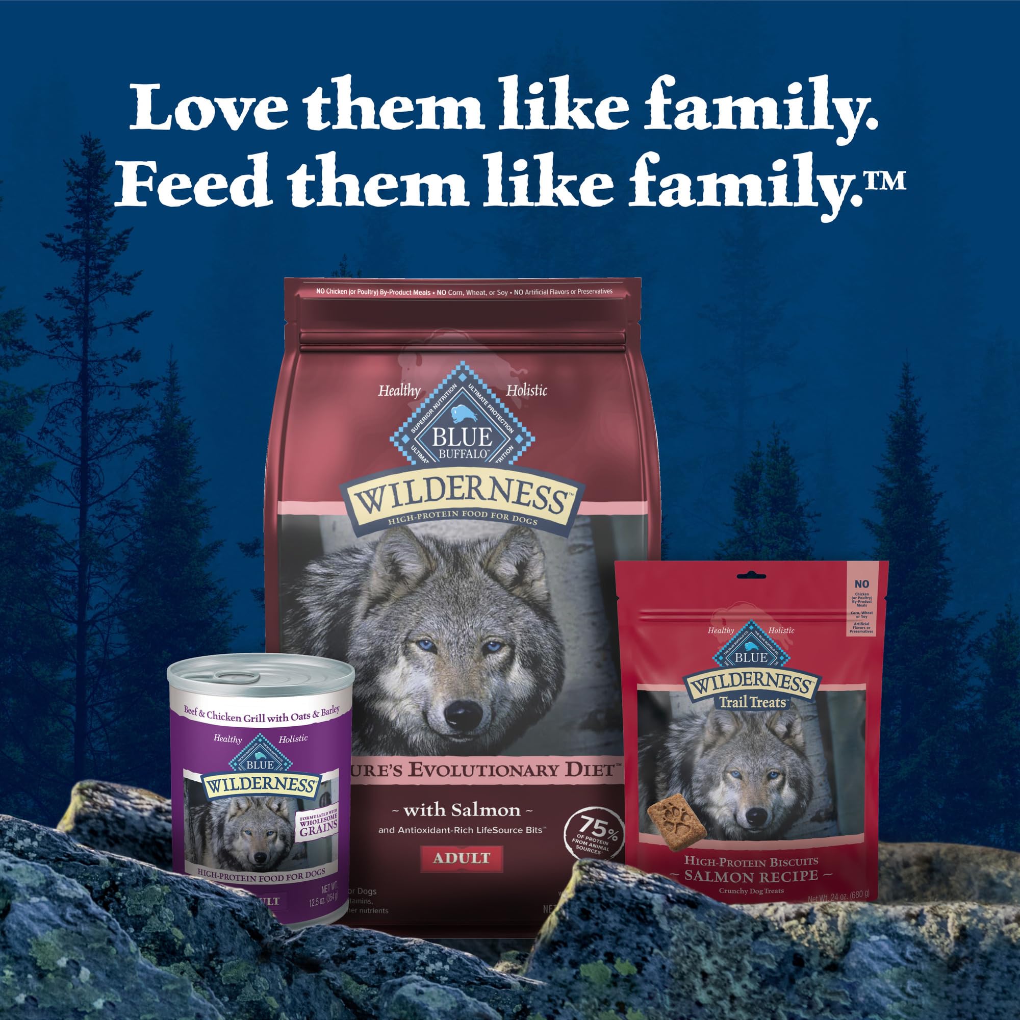 Blue Buffalo Wilderness skin and coat health from salmon-rich recipe.