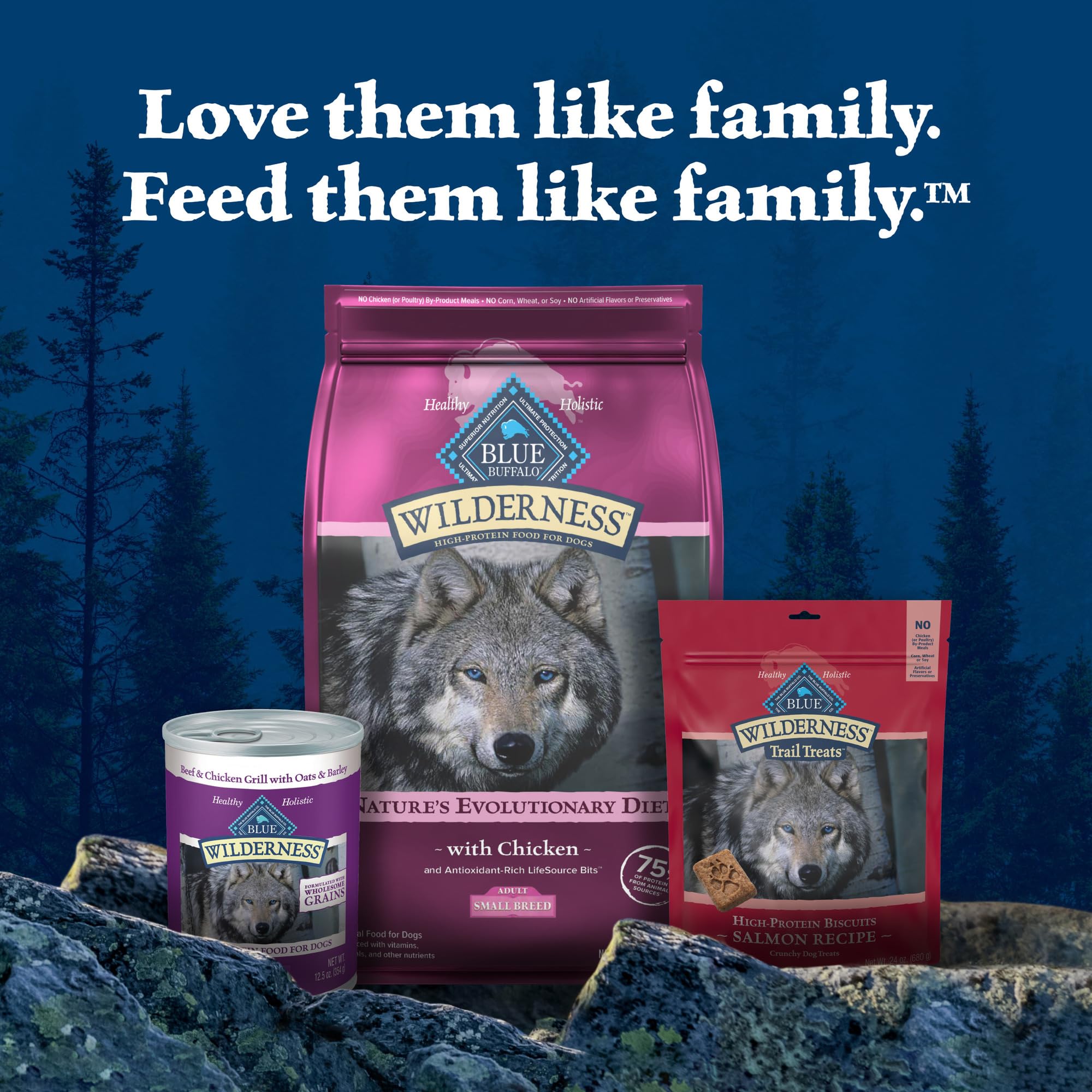 Blue Buffalo Wilderness Small Breed Chicken Recipe dog about to eat meal