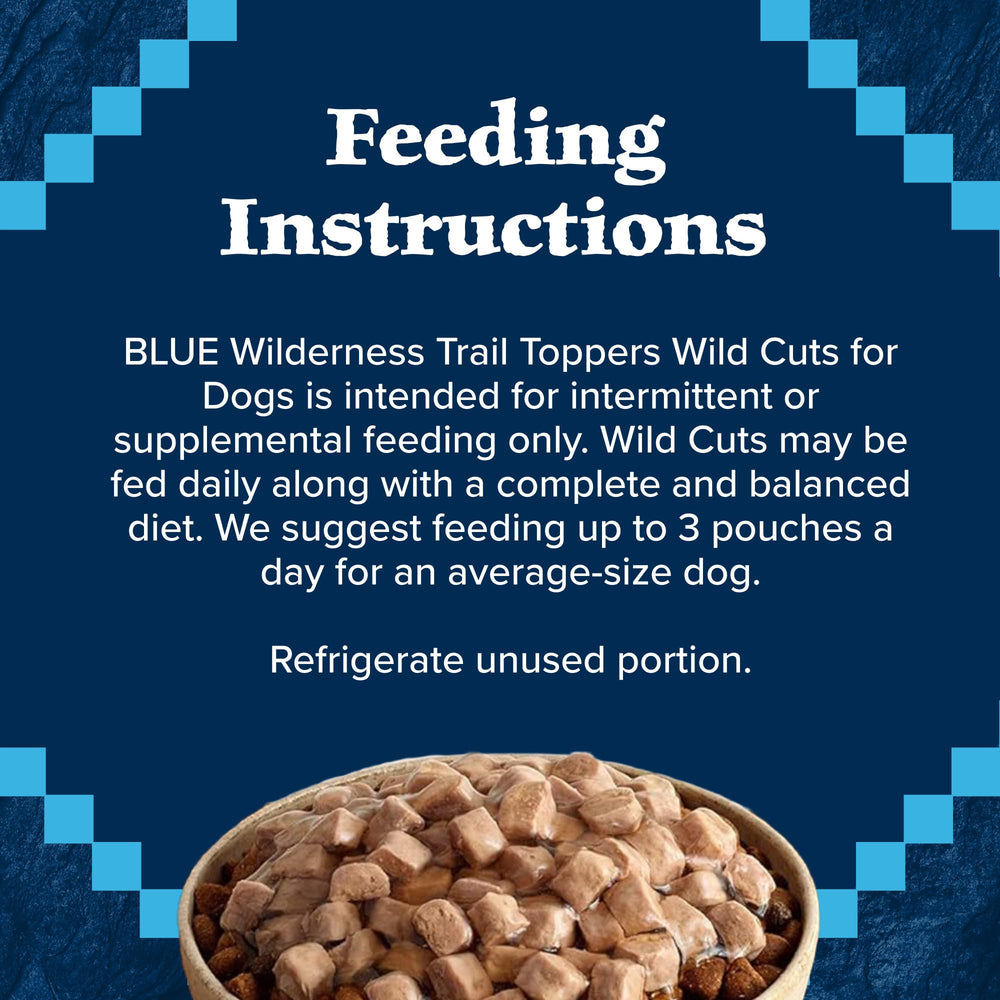 Blue Buffalo Wilderness Trail Toppers high-protein option – supports active dogs.