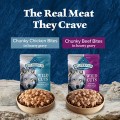 Blue Buffalo Wilderness Trail Toppers ingredients graphic – natural, grain-free recipe focus.