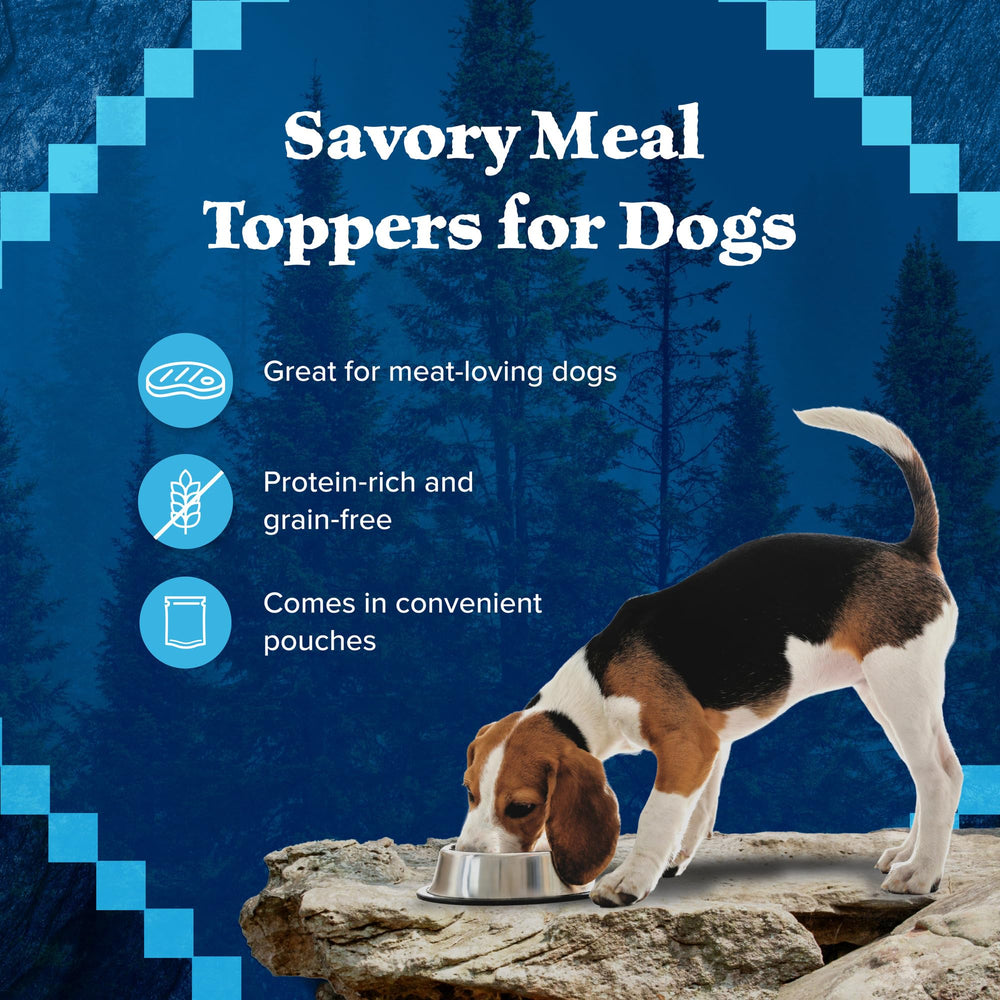 Blue Buffalo Wilderness Trail Toppers meal topper use – easy mix with dry kibble.