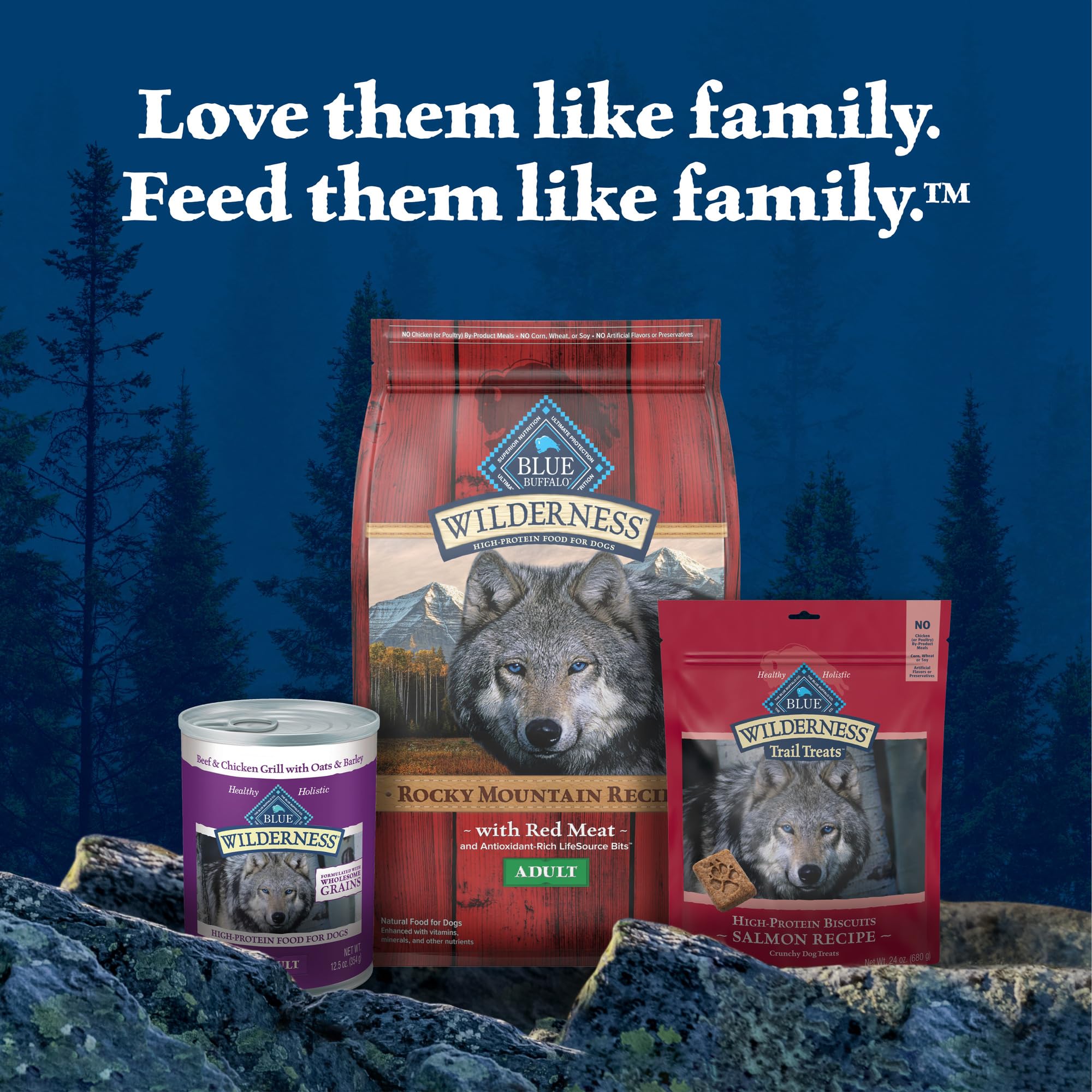 Blue Buffalo Wilderness Trail Toppers packaging enhanced – packaging highlights ingredients.