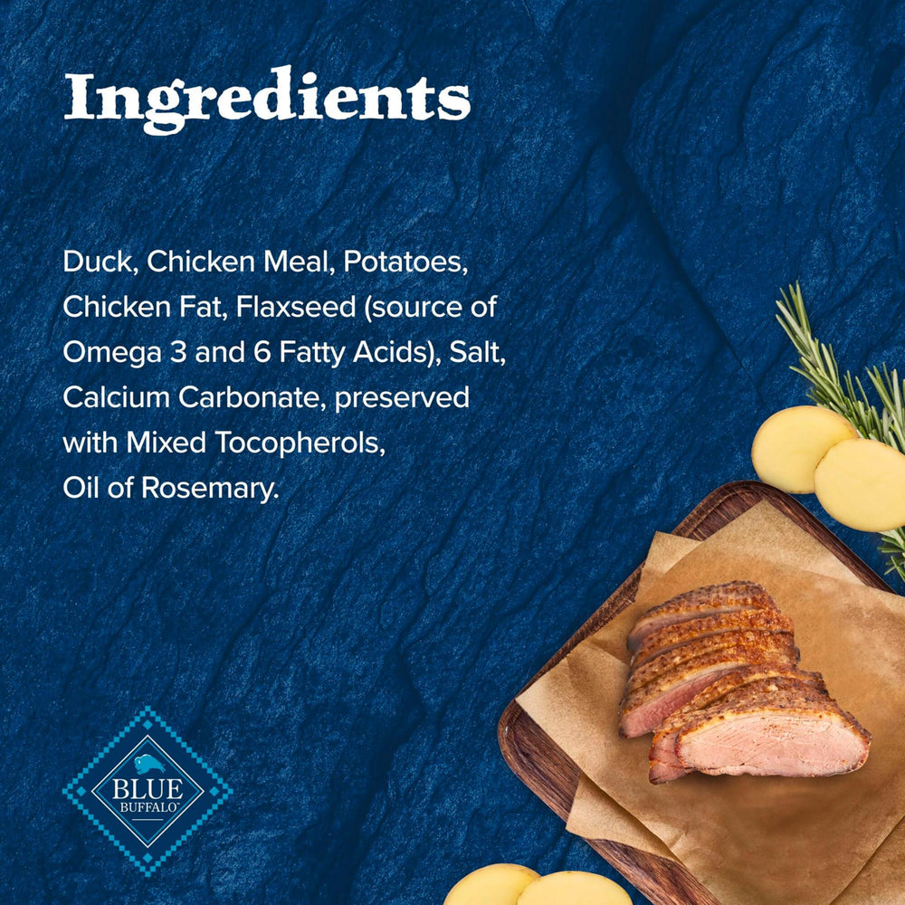 Blue Buffalo Duck biscuits provide crunchy texture ideal for training rewards.