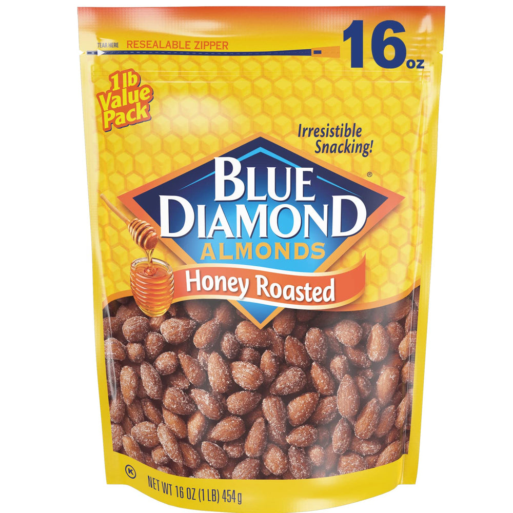 Blue Diamond Honey Roasted Almonds pack shot for snacking