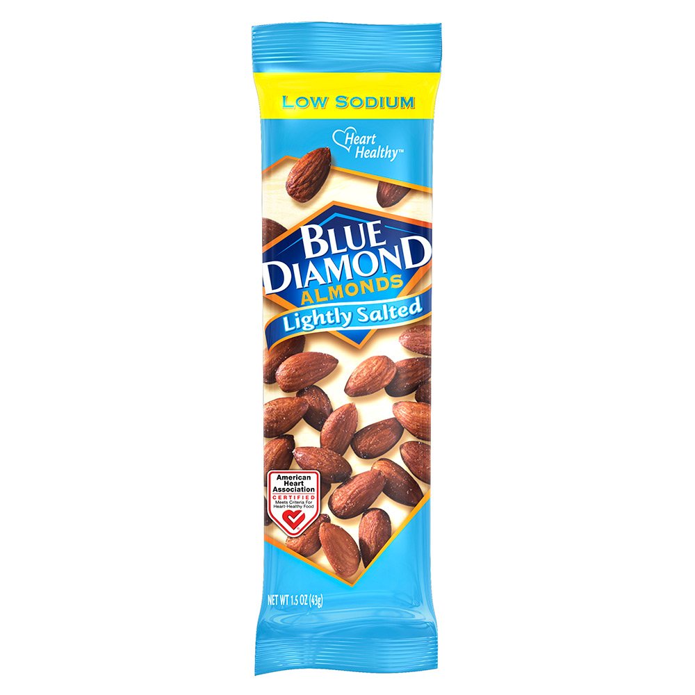 Blue Diamond Almonds Lightly Salted 12-pack display for convenient portion control