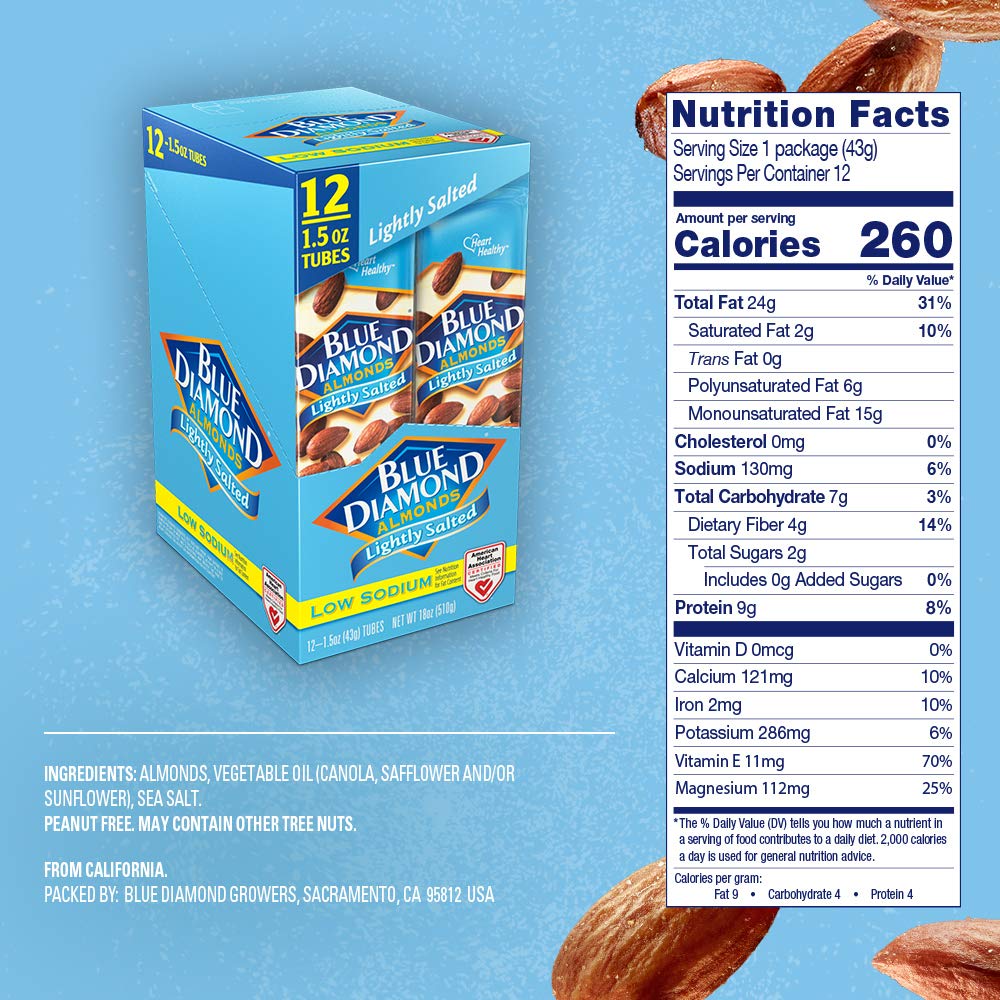 Blue Diamond Almonds Lightly Salted single-serve pouch on a desk