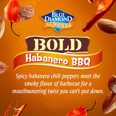 Blue Diamond Bold Habanero BBQ almonds in a handful for on-the-go snacking.