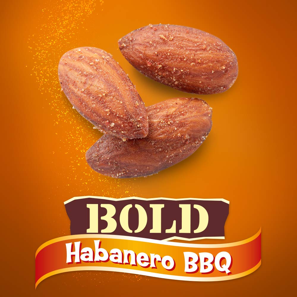 Blue Diamond Bold Habanero BBQ almonds on plate for bold flavor pairing.